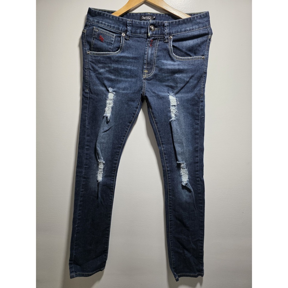 Stefano Di Roma Men's Jeans Blue Skinny Distressed Denim Medium Wash Size 30